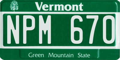 VT license plate NPM670
