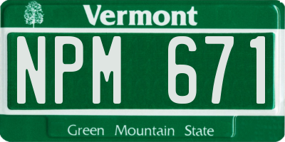 VT license plate NPM671