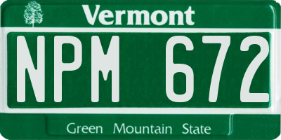 VT license plate NPM672