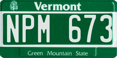 VT license plate NPM673