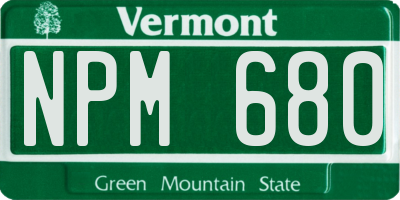 VT license plate NPM680