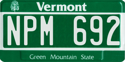 VT license plate NPM692