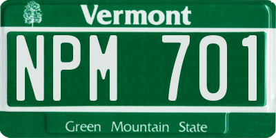 VT license plate NPM701