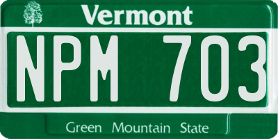 VT license plate NPM703