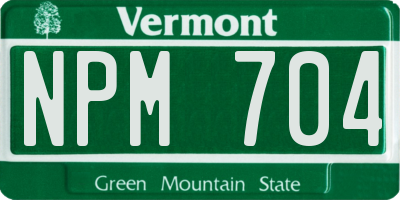 VT license plate NPM704