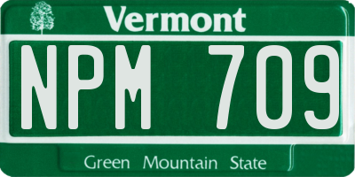 VT license plate NPM709