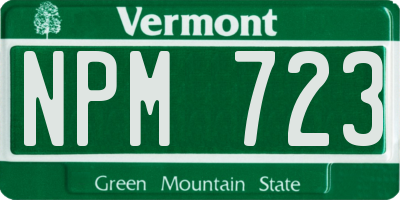 VT license plate NPM723