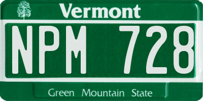 VT license plate NPM728