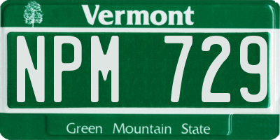 VT license plate NPM729