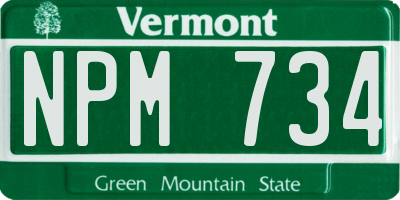 VT license plate NPM734
