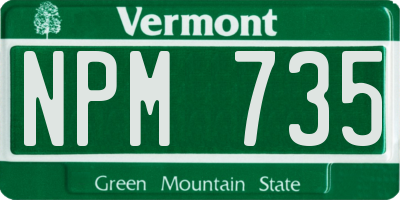 VT license plate NPM735