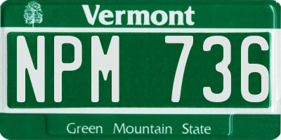 VT license plate NPM736