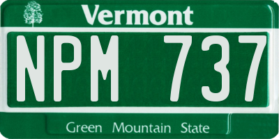 VT license plate NPM737