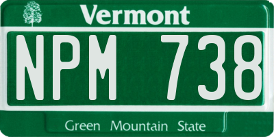 VT license plate NPM738