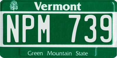 VT license plate NPM739