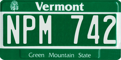VT license plate NPM742