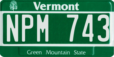 VT license plate NPM743