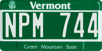 VT license plate NPM744