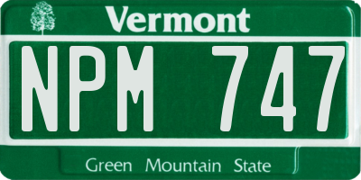 VT license plate NPM747