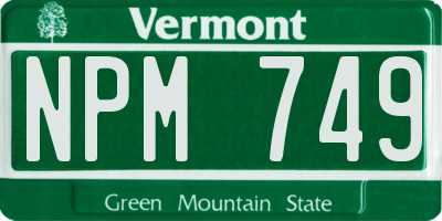 VT license plate NPM749