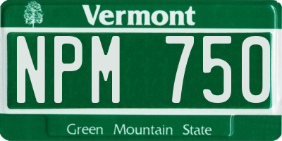 VT license plate NPM750