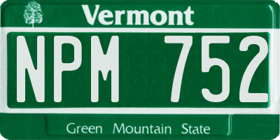 VT license plate NPM752
