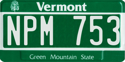 VT license plate NPM753