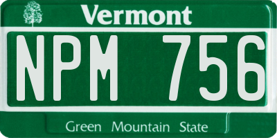 VT license plate NPM756