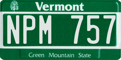 VT license plate NPM757