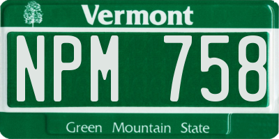 VT license plate NPM758