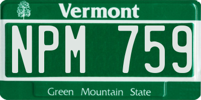 VT license plate NPM759