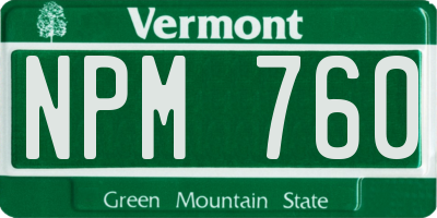 VT license plate NPM760