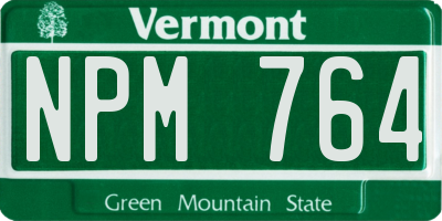 VT license plate NPM764