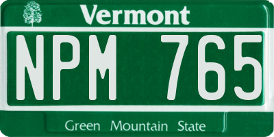 VT license plate NPM765