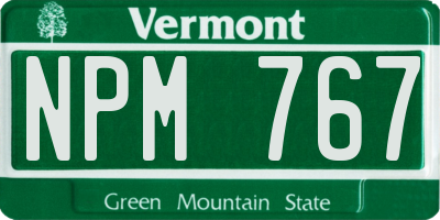 VT license plate NPM767