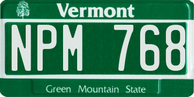 VT license plate NPM768