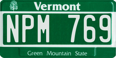VT license plate NPM769