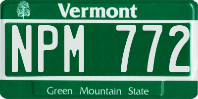 VT license plate NPM772