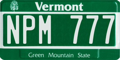 VT license plate NPM777