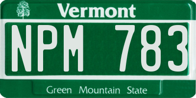 VT license plate NPM783