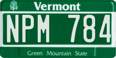 VT license plate NPM784
