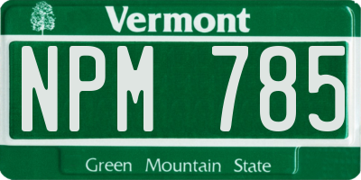 VT license plate NPM785
