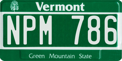 VT license plate NPM786