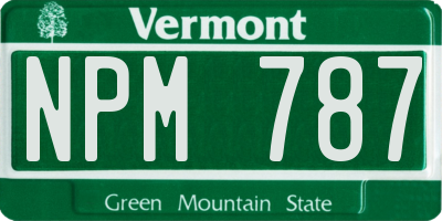 VT license plate NPM787
