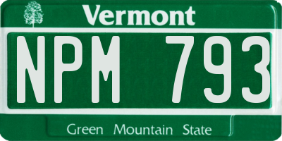 VT license plate NPM793