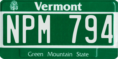 VT license plate NPM794