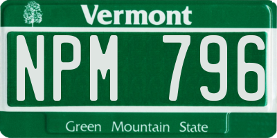 VT license plate NPM796