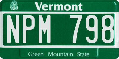 VT license plate NPM798