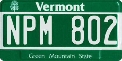 VT license plate NPM802