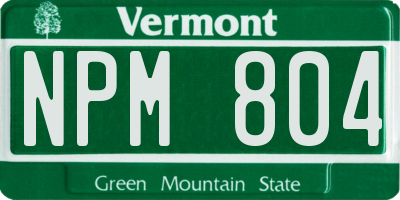 VT license plate NPM804